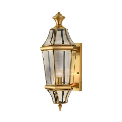 China Polycarbonate Garden Balcony Aisle Vintage Deco Wall Lamp European Single Copper Lighting Waterproof Outdoor E27 Single Copper Sconce for sale