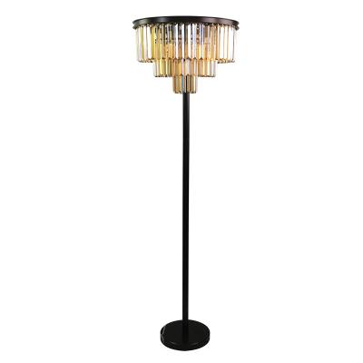 China Modern K9 Crystal Floor Lamp Black Painted Standing Lamp For Living Room Hotel Church Home Project Decoration for sale