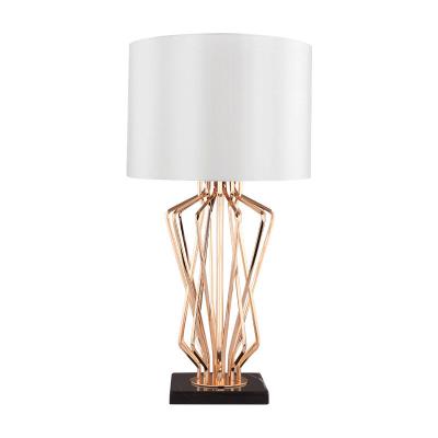 China Contemporary Modern High Quality Marble Lighting Art Desk Lamp For Bedroom Foyer Study Decoration Metal LED Table Lamp Fabric Gold for sale