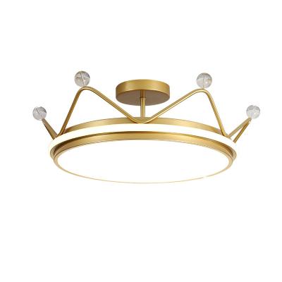 China Modern Creative Nordic Simple Crown LED Ceiling Light Warm Gold/Pink/Blue Bedroom Kids Room Indoor Deco Lighting Fixture Surface Mounted for sale