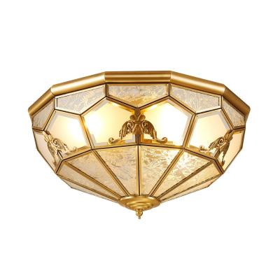 China Traditional Vintage LED Ceiling Lamp For American Classic Living Room Bedroom Corridor All Ceiling Light Copper Fitting Glass Lamp for sale