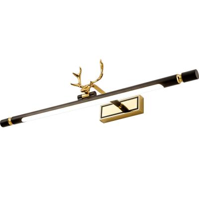 China Modern American Gold/Black Waterproof Deer LED Table Front Light Vintage Hotel Dressing Room Alloy Wall Lamp Bathroom Wall Sconce for sale