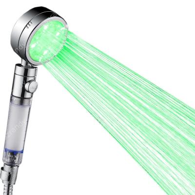 China Without Diverting Water Glow LED Light One Stop Switch Shower Head With Single Green Color for sale