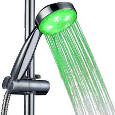 China Without Slide Bar Green Colors LED Light Bathroom Handle Water Saving Romantic Shower Head LD8008-A15 for sale