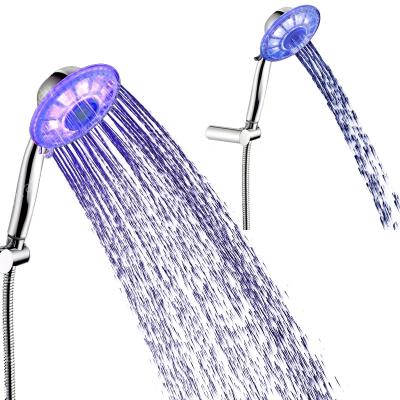 China Double Water Diverter Jets Single Blue Color LED Water Power Bathroom Handheld Without Showerhead for sale