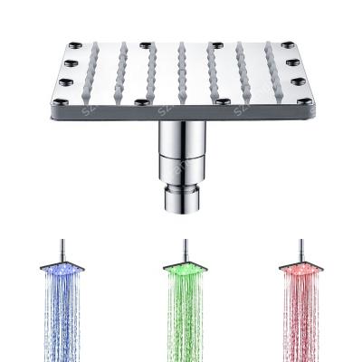 China Without Slide Bar Temperature Control 3 Color Led 6 Inch Top Showerheads for sale