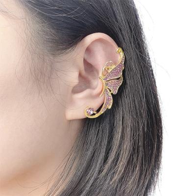 China 2021 FASHIONABLE crystal earcuff butterfly earcuff wrap clips cheap for sale