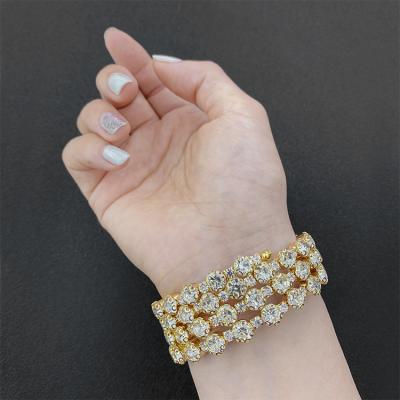 China TRENDY 24 K Gold Round Woman Copper Diamond Fancy Bracelets for sale