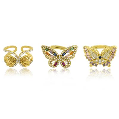 China Beautiful Hyperbola Butterfly Jewelry Gold Colored 18K Butterfly Rings Wholesale for sale