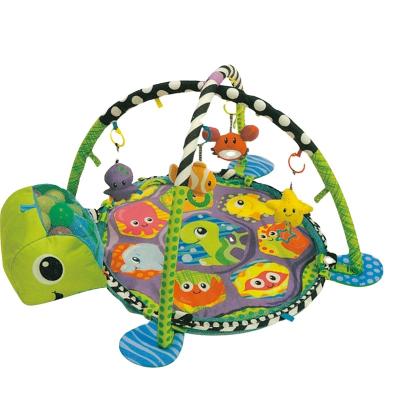 China Amazon Educational Hit Toy Baby 3in1 Turtle Gym Mat Play Mat High Quality Natural Soft Pad Play Pad For Kid With 30 Balls for sale