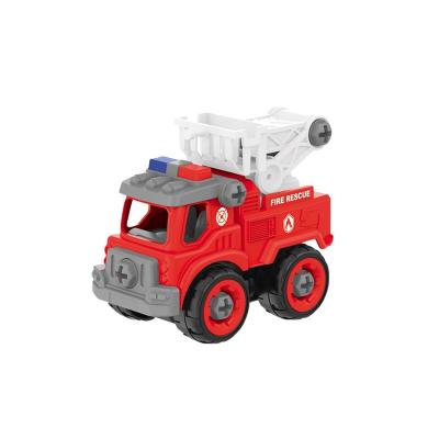 China DIY educational toys wholesale popular plastic diy assembly toys truck model fire engine ride car for kids fire engine car truck toy for sale