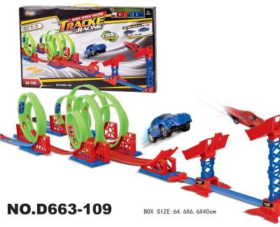 China Slot Toy Super Speed ​​Self Assembly Track Racing 59PCS With 2 Pull Back Cars Toy For Kids Vehicles Slot Toy Set for sale