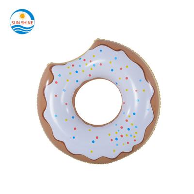 China Custom 0.23mm PVC 6P Adult Inflatable White Donut Pool Float Ring For Swimming Party for sale