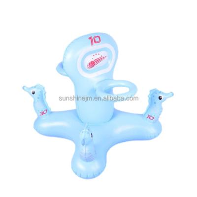 China Blue Inflatable Seahorse Shooting Game PVC Factory Customization Inflatable Pool Float Pool Water Toys For Sale for sale