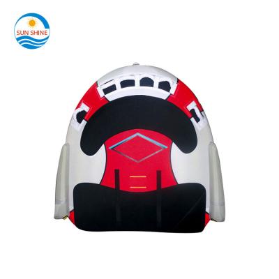 China Hot Selling PVC 2--4 Person Water Sports Floating Towable Platform Inflatable Flying Tube With Canvas Cover for sale