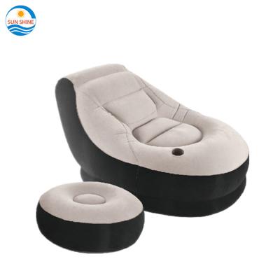 China Lazy Modern Inflatable Flocking Relax Chair PVC Inflatable Sun Sofa for sale