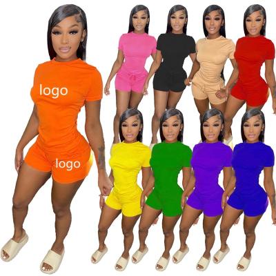 China QUICK DRY Two Pieces Set Summer Solid Color T-shirt And Strap Shorts Women Spring And Slim Summer Hot Sale Clothing for sale