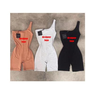 China Bodycon One Shoulder Sexy Logo Anti-pilling One Piece Jumpsuit Shapewear Women Custom Made Jumpsuits for sale