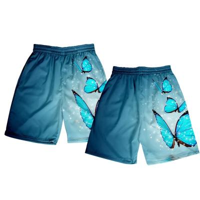 China Custom Designer Butterfly Print Men's Anti-Wrinkle Logo Shorts All Over Print Summer Beach Men's Custom Shorts for sale