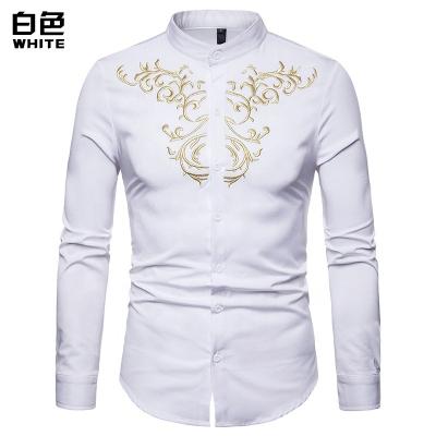 China Good Quality Breathable Mens Western Shirts Long Sleeve Slim Fit Embroidered Mexican Shirt Casual Button Down Cowboy for sale