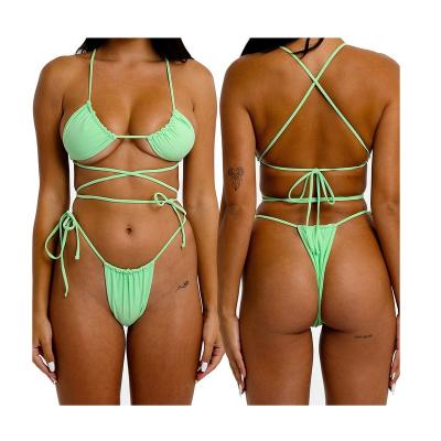 China High Quality Custom Factory Wholesale Size Halter&lace Women Plus Size Swimsuit Up Bikini Swimwear for sale