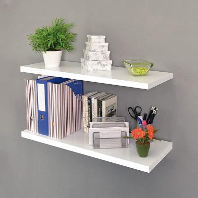 China Modern Stable Modern Wall Mounted White Wooden Board High Glossy MDF Wall Shelf For Living Room for sale