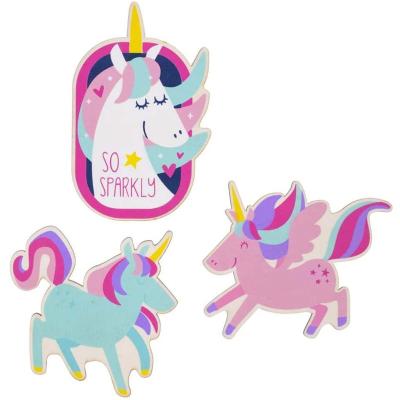 China China finish and custom printed ornament wood laser cut diy wooden animals unicorn shape for decoration for sale