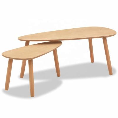 China (Other) Wholesale Adjustable 2 Piece Brown Coffee Table Set With Solid Pine Wood Legs for sale