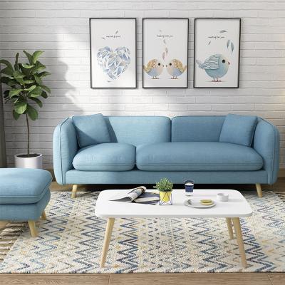 China Sofa Bed Fabric Sofa Set Yellow Modern Double Triple Living Room Nordic Sofa for sale