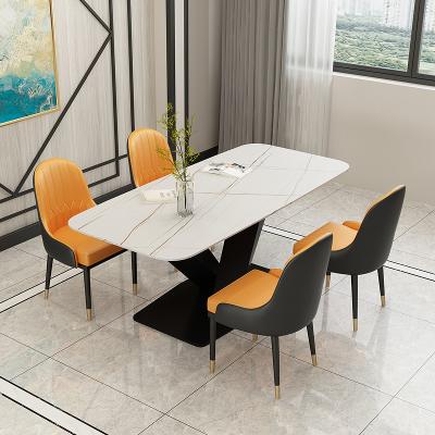 China Top quality light luxury creative consumer and commercial rectangular marble italian dining table for sale