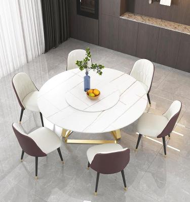 China Premium Italian simple small family dining table with turntable table and chair combination for sale