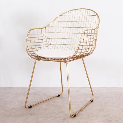 China Simple Modern Extendable Family Leisure Dining Gold Wire Chair for sale