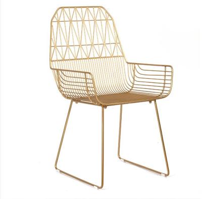 China Simple Modern Extendable Family Leisure Dining Gold Wire Chair for sale