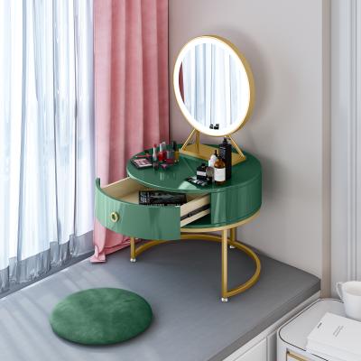 China (Other) Nordic Marble Adjustable Bay Window Bedroom Small Desk Dressing Table With Lamp Mirror Storage Cabinet One for sale