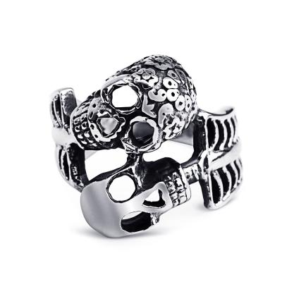 China Gothic retro romantic/sweet do hollow-out tide men and women ring old skull ring street punk Halloween with the same style for sale