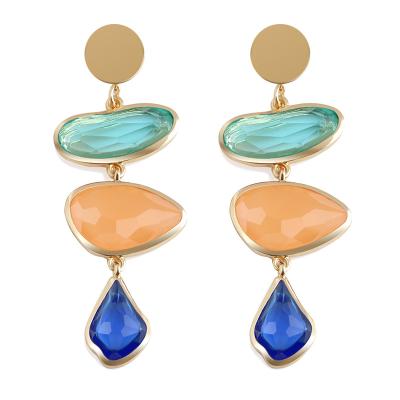 China Classic individual character is exquisite women water drop shape resinous earring is fashionable joker long irregular earring stud for sale