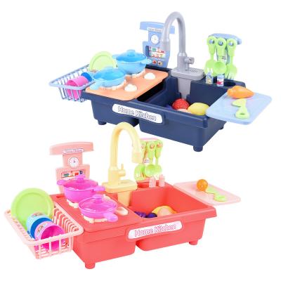 China Kitchen Toys for Wholesale Kids Children Pretend Play Kitchen Electric Dish Wash Table Set Washing Dishes Dip Toys for sale