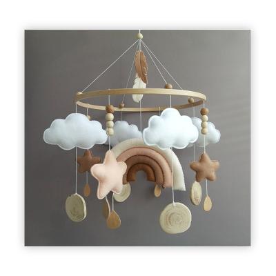 China Wholesale Soft Holz Handmade Crib Crib Baby Crib Mobiles with Rainbow Cloud Stuffed Star Felt Hanging Decor for Babies for sale