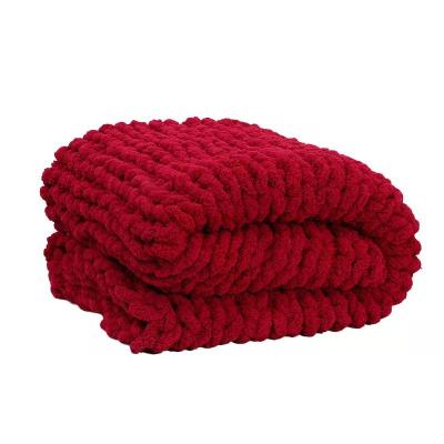 China Chunky Stick Knitted Blanket For Chunky Stick Chenille Thick Wool Woven Throw Blanket Bed Sofa for sale