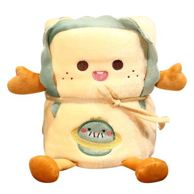 China Anti Dust Mites Nap Blanket Cartoon Toast Plush Roll Flannel Desk Blanket Blanket for sale