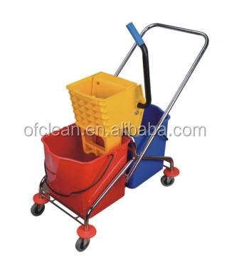 China Double 60L Plastic Bucket Trolley Sustainable Decorative Mop Wringer Buckets Plastic Bucket Cleaning Bucket for sale