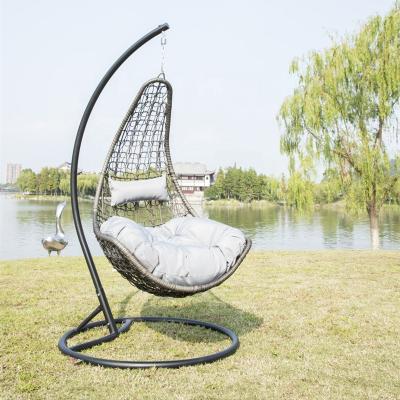 China Super Comfortable Hanging Curved Lounge Chair Swing Chair for Backyard Patio Indoor Outdoor Hammock with Canopy Shade Rattan Metal Wicker Frame for sale