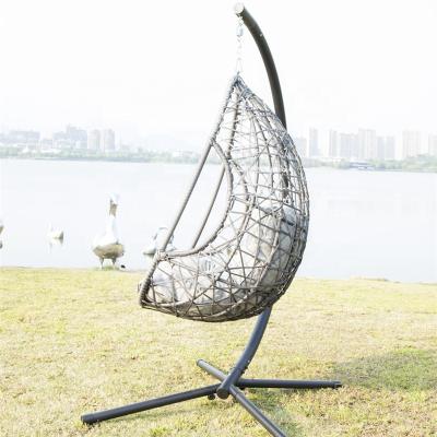 China Balcony Egg Chair Patio Hanging Wicker Hammock Super Comfortable Indoor And Outdoor Leisure Swing Chair Wicker Hanging Hammock With UV Resistant Stand And Cushion for sale