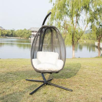 China Lounge Hanging Mesh Fabric Hammock With Balcony Super Comfortable Indoor Outdoor Garden Swing Egg Chair Patio Stand And UV Resistant Cushion for sale