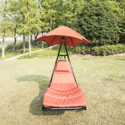 China Super Comfortable Hanging Curved Lounge Chair Swing Chair for Backyard Patio Indoor Outdoor Hammock with Built-in Canopy Shade Pillow Metal Frame for sale