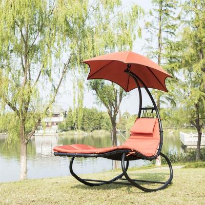 China Super Comfortable Hanging Curved Lounge Chair Swing Chair for Backyard Patio Indoor Outdoor Hammock with Built-in Canopy Shade Pillow Metal Frame for sale