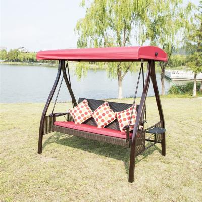 China Super Comfortable 3-Person Swing 3 Seats Outdoor Porch Patio Adjustable with Awning and Steel Frame Sunlight Protection UV Resistant Convertible for sale