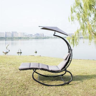 China Super Comfortable Hanging Curved Lounge Chair Swing Chair for Backyard Patio Indoor Outdoor Hammock with Built-in Canopy Shade Pillow Metal Frame for sale