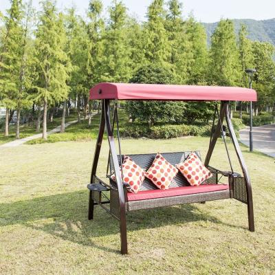 China Super Comfortable 3-Person Swing 3 Seats Outdoor Porch Patio Adjustable with Awning and Steel Frame Sunlight Protection UV Resistant Convertible for sale