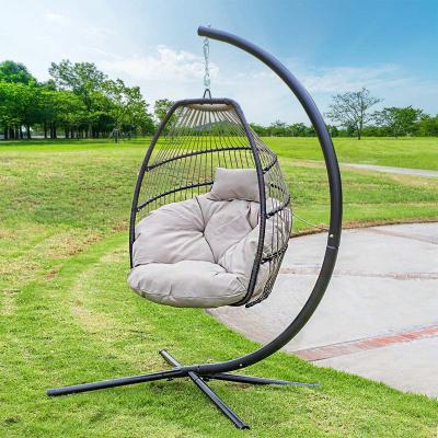 China Super Comfortable Outdoor Rattan Cushion Egg Chair Hammock UV Resistant Leisure Balcony Hanging Chair for sale